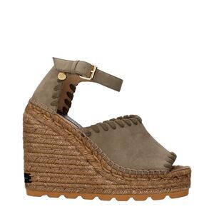 Stella McCartney Green Leather Wedges Women's Sandals